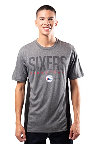 Ultra Game NBA Philadelphia 76ers Mens Active Tee Shirt, Charcoal Heather, X-Large