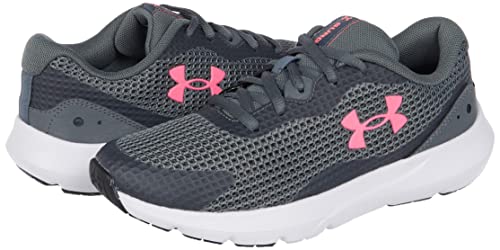 Under Armour Women's Surge 3 Sneaker, (103) Pitch Gray/White/Cerise, 12