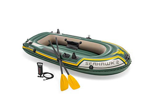 Intex Seahawk 2, 2-Person Inflatable Boat Set with French Oars and High Output -Air -Pump (Latest Model)