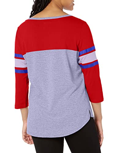 Ultra Game NBA Los Angeles Clippers Womens T-Shirt Raglan Baseball 3/4 Long Sleeve Tee Shirt, Heather Gray, Medium