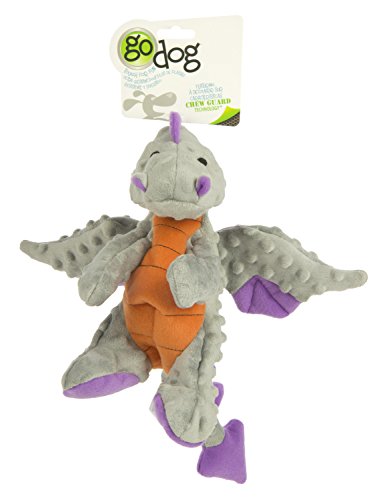 goDog Bubble Plush Dragons Squeaky Dog Toy, Chew Guard Technology - Gray, Large