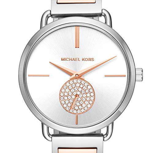 Michael Kors Women's Portia Quartz Watch with Stainless Steel Strap, Two Tone, 16 (Model: MK3709), Silver/Rose Gold