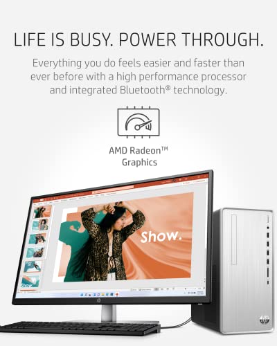 HP Pavilion Desktop PC, AMD Ryzen 7 5700G, 16 GB RAM, 512 GB SSD, Windows 11 Pro, Wi-Fi 5 and Bluetooth Connectivity, 9 USB Ports, Wired Mouse and Keyboard Combo, Pre-Built Tower (TP01-2022, 2021)