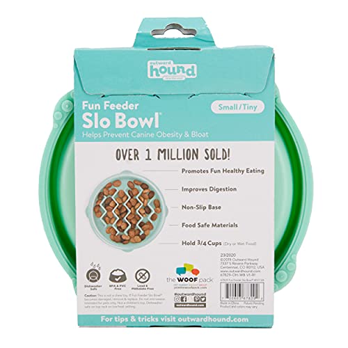 Outward Hound Fun Feeder Slo Bowl, Slow Feeder Dog Bowl, Small/Tiny, Mint