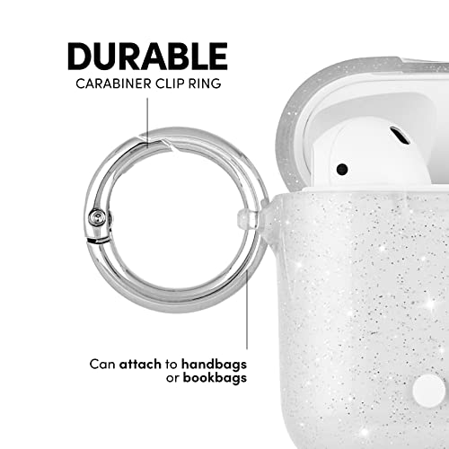 Case-Mate Protective AirPod Case Cover, Soft Silicone Cover with Keychain Ring for Men and Women, Compatible with Apple AirPods Series 1 and 2, Front LED visible - Crystal Clear