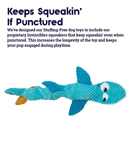 Petstages Stuffing-Free Floppy Shark Plush Dog Toy, Large