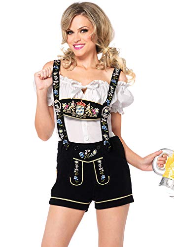 Leg Avenue Women's 2 Piece Edelweiss Lederhosen Oktoberfest Adult Sized Costumes, White/Black, Medium US