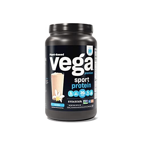 Vega Sport Premium Vegan Protein Powder Vanilla (20 Servings) 30g Protein, 5g BCAAs, Low Carb, Keto, Dairy/Gluten Free, Non GMO, Pea Protein for Women and Men, 1.8 lbs (Packaging May Vary)