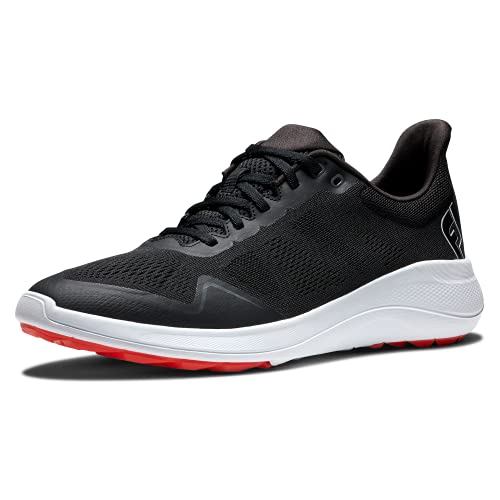 FootJoy Men's FJ Flex Golf Shoe, Black/White/Red, 13