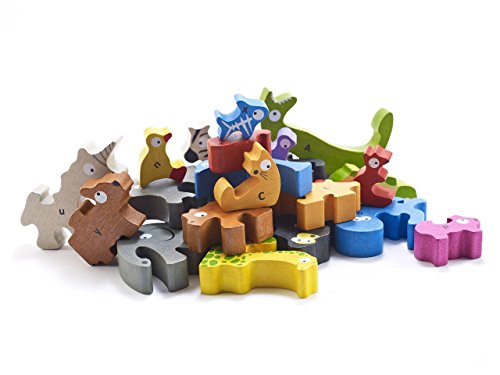 BeginAgain Animal Parade A to Z Puzzle and Playset - Educational Wooden Alphabet Puzzle - 2 and Up