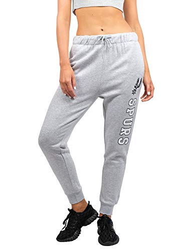 Ultra Game NBA San Antonio Spurs Womens Jogger Pants Active Basic Fleece Sweatpants , Heather Gray, Large