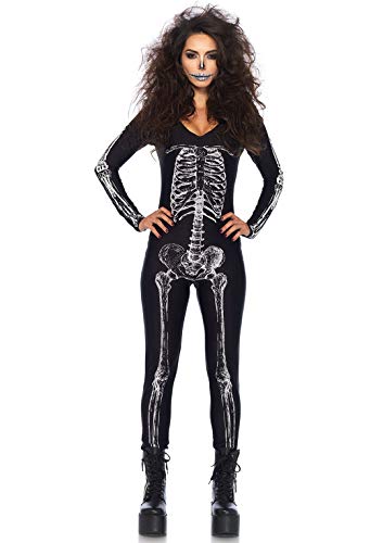 Leg Avenue Women's X-Ray Skeleton Catsuit Costume, Black/White, Small