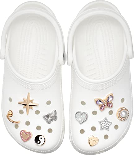 Crocs Unisex-Adult 10-Pack Shoe Charms | Jibbitz, 90's Gold and Glitter, One Size