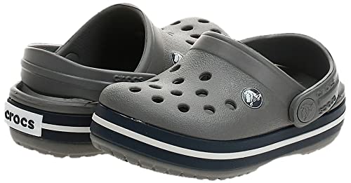 Crocs Unisex-Child Crocband Clogs (Todder Shoes), Smoke/Navy, 10 Toddler