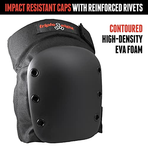 Triple Eight Street Knee Pads for Skateboarding with Adjustable Straps (1 Pair), Black, Small