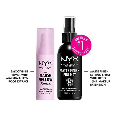 NYX PROFESSIONAL MAKEUP Marshmellow Smoothing Primer + Makeup Setting Spray, Matte Finish (2-Pack Bundle)