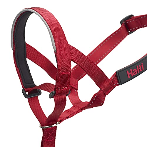 HALTI Headcollar Size 1 Red, Bestselling Dog Head Harness to Stop Pulling on The Lead, Easy to Use, Padded Nose Band, Adjustable and Reflective, Professional Anti-Pull Training Aid for Small Dogs