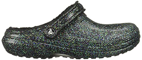 Crocs unisex adult Men's and Women's Classic Lined | Fuzzy Slippers Clog, Starry Skies Glitter, 7 Women 5 Men US