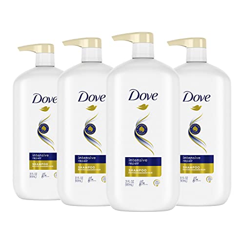 Dove Nutritive Solutions Shampoo for Damaged Hair with Pump Intensive Repair Dry Hair Shampoo Formula with Keratin Actives, 31 Fl Oz (Pack of 4)