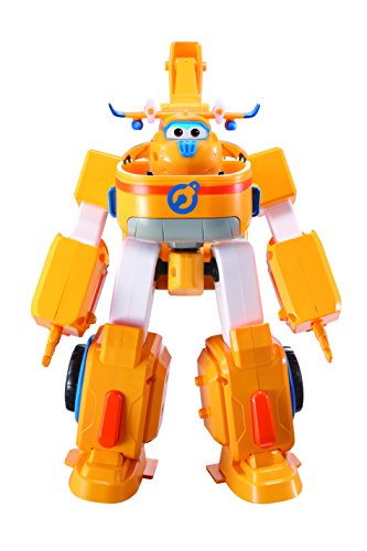 Super Wings 7' Donnie's Dozer Playset with 2' Transform-a-Bot Donnie Mini Figure, Transforming Airplane Toy Vehicle, Plane to Robot, Birthday Gift For Preschool Kids 3 4 5 year old Boys And Girls