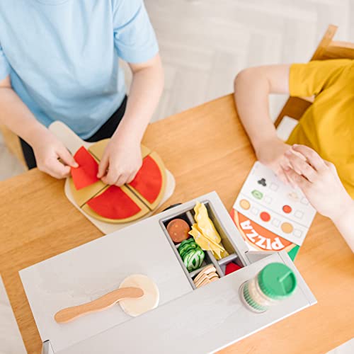 Melissa and Doug Top and Bake Wooden Pizza Counter Play Set (41 Pcs) - Pizza Toy Wooden Play Food Set, Pretend Pizza Sets For Kids Ages 3+
