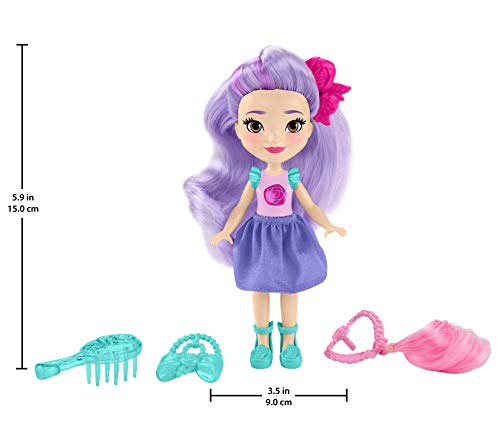 Nickelodeon Sunny Day Pop-In Style 6-inch Posable Hair Play Dolls with 3 Pop-In Accessories, 9 Customizable Pop-In Spots and Comb
