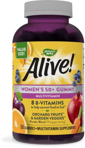 Nature’s Way Alive! Women’s 50+ Gummy Multivitamins, Vitamins and Minerals, Supports Whole Body Wellness*, Vegetarian, Mixed Berry Flavored, 150 Gummies
