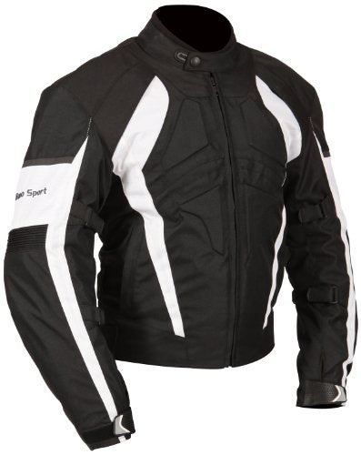 Milano Sport Gamma Motorcycle Jacket with White Accent (Black, Large)