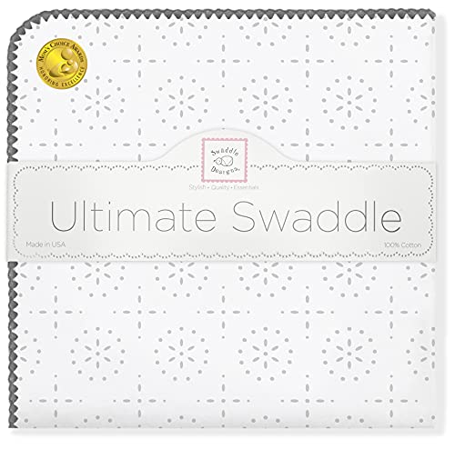 SwaddleDesigns Large Receiving Blanket, Ultimate Swaddle for Baby Boys, Girls, Softest US Cotton Flannel, Best Shower Gift, Made in USA, Sterling Sparklers (Mom's Choice Award Winner)