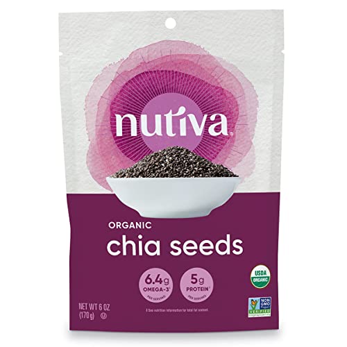 Nutiva Organic Premium Raw Black Chia Seeds, 6 Oz, USDA Organic, Non-GMO, Whole 30 Approved, Vegan, Gluten-Free and Keto, Nutrient-Dense Seeds with 3g Protein and 5g Fiber for Salads, Yogurt and Smoothies