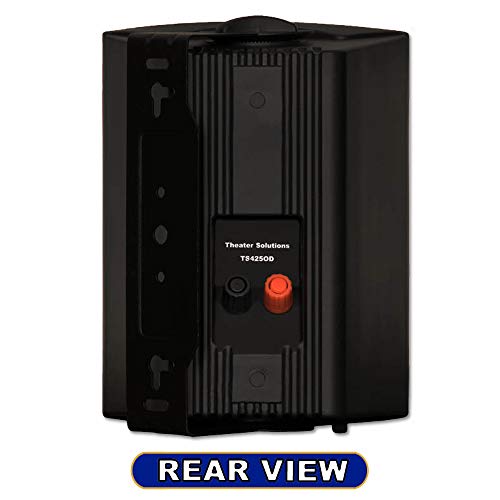 Theater Solutions TS425ODB Indoor or Outdoor Speakers Weatherproof Mountable Black Pair,4.25-Inch