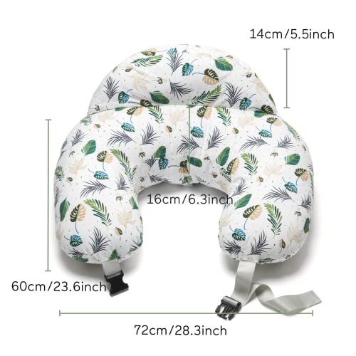 Momcozy Original Nursing Pillow for Breastfeeding, Plus Size Breastfeeding Pillows for More Support, with Adjustable Waist Strap and Removable Cotton Cover, Spring Leaves