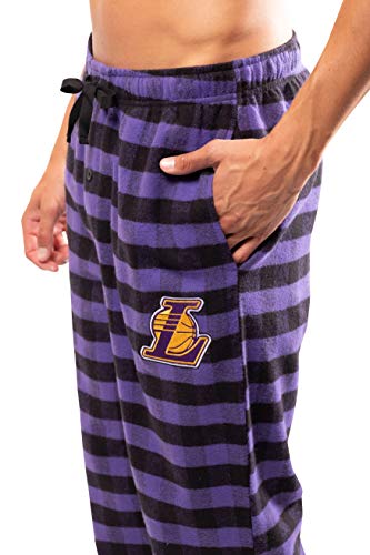 Ultra Game NBA Los Angeles Lakers Mens Sleepwear Super Soft Flannel Pajama Loungewear Pants, Team Color, Large