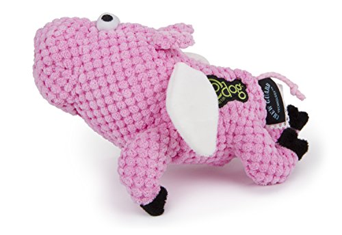goDog Checkers Flying Pig Dog Toy, Chew Guard Technology, Durable Plush, Squeaker Dog Toy, Pink, Small (770104)
