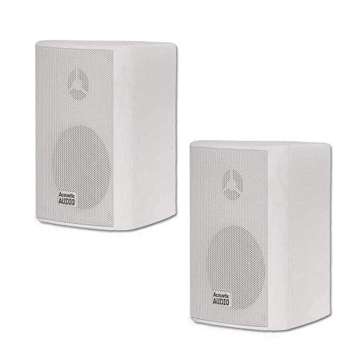 Acoustic Audio by Goldwood AA351W 2 Way High Performance Indoor Outdoor 500W Speakers with Powerful Bass (1 Pair, White)