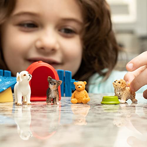 Schleich Farm World, Animal Toys for Kids, Puppy Pen Playset with Dog Figurines and Accessories 13-piece set, Ages 3+