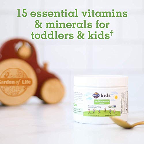 Garden of Life Kids Multivitamin Powder, Daily Vitamins and Minerals for Toddlers and Kids - Organic Toddler Multi Powder with 15 Vitamin C, D3, Zinc for Healthy Growth - Gluten Free - 30 Day Supply