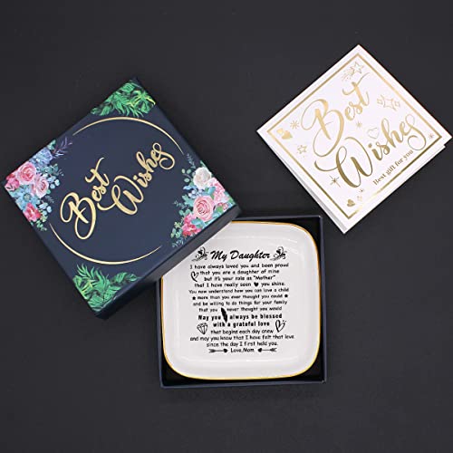 To My Daughter Saying Ceramic Ring Dish Decorative Jewelry Tray for Daughter, Unique Daughter Birthday Christmas Meaningful Gifts for Daughter from Mom - I Have Always Loved You