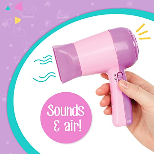Play Circle by Battat – Pink Beauty Shop Hairdressing Set – Mirror, Brush Kit, Working Hair Dryer with Sounds and Air, Salon Accessories – Pretend Play Styling Toys for Girls Ages 3 and Up (15 Pieces)
