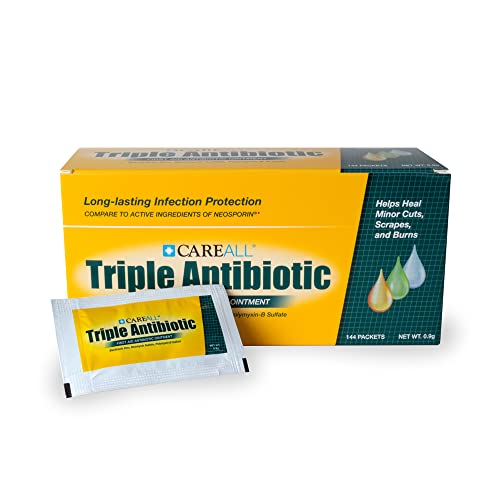CareALL® Triple Antibiotic Ointment 0.9gr Pack of 144 Foil Packets, First Aid Ointment for Minor Scratches and Wounds and Prevents Infection, Compare to The Active Ingredients of Leading Brand.