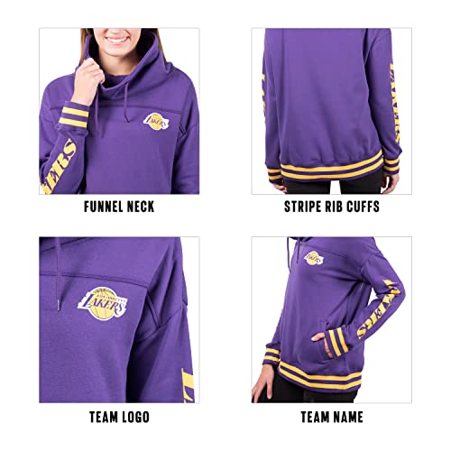 Ultra Game NBA Los Angeles Lakers Womens Quarter Zip Fleece Pullover Sweatshirt with Zipper, Team Color, Medium