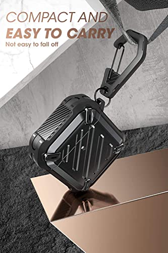 SUPCASE Unicorn Beetle Pro Series Case Designed for Airpods 1 and 2, Full-Body Rugged Protective Case with Carabiner for Apple Airpods 1st and 2nd (Black)