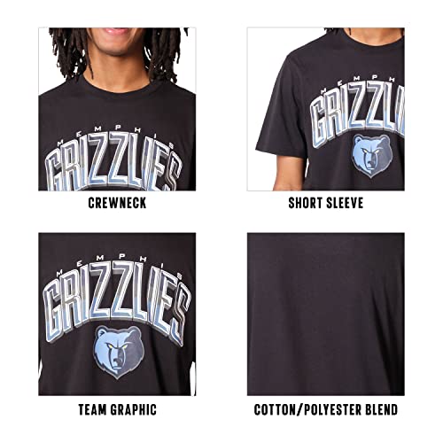 Ultra Game NBA Memphis Grizzlies Mens Arched Plexi Short Sleeve Tee Shirt, Black, X-Large