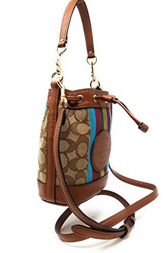 COACH Women's Mini Dempsey Bucket Bag In Signature Jacquard With Stripe Patch (Khaki - Multi)
