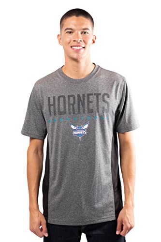 Ultra Game NBA Charlotte Hornets Mens Active Tee Shirt, Charcoal Heather, X-Large