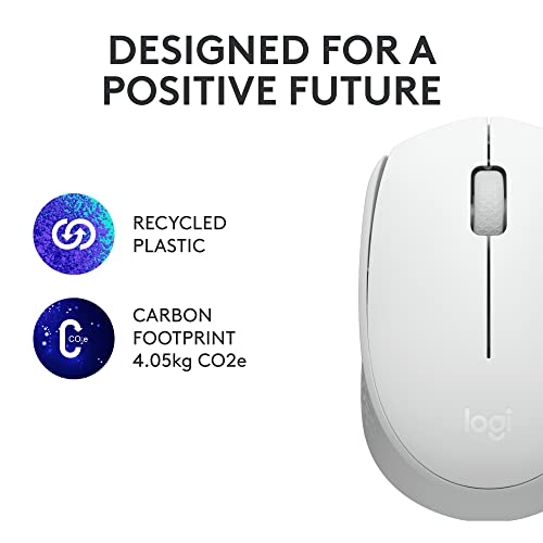 Logitech M170 Wireless Mouse for PC, Mac, Laptop, 2.4 GHz with USB Mini Receiver, Optical Tracking, 12-Months Battery Life, Ambidextrous - Off White