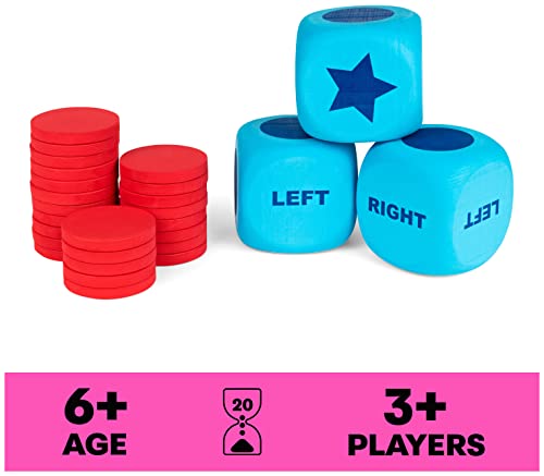 Giant Left Center Right, Classic Family Board Game Summer Toy with Big, Oversized Dice and Tokens, for Kids and Adults Ages 6 and up