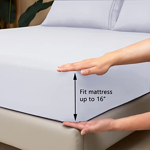 Mejoroom Twin Sheet Set - Kids Sheet and Pillowcase Sets - Hotel Luxury Twin Sheets for Boys Girls -Deep Pocket Fitted Sheet,Hypoallergenic,Wrinkleand Breathable,Fade Resistant - 3 Piece(Twin,White)