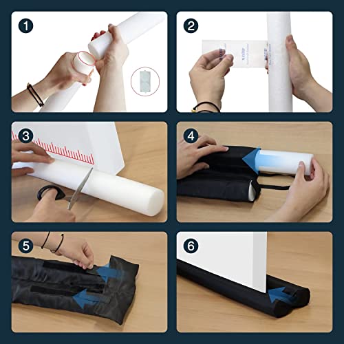 MAXTID Large Door Draft Stopper 36 Inch Under Door Draft Noise Blocker Black Gap Stoppers Entry Door Draft Guard for Bottom of Doors Adjustable Twin Door Draft