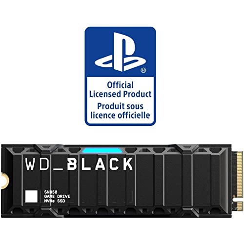 WD_BLACK 1TB SN850 NVMe SSD for PS5 Consoles Solid State Drive with Heatsink - Gen4 PCIe, M.2 2280, Up to 7,000 MB/s - WDBBKW0010BBK-WRSN